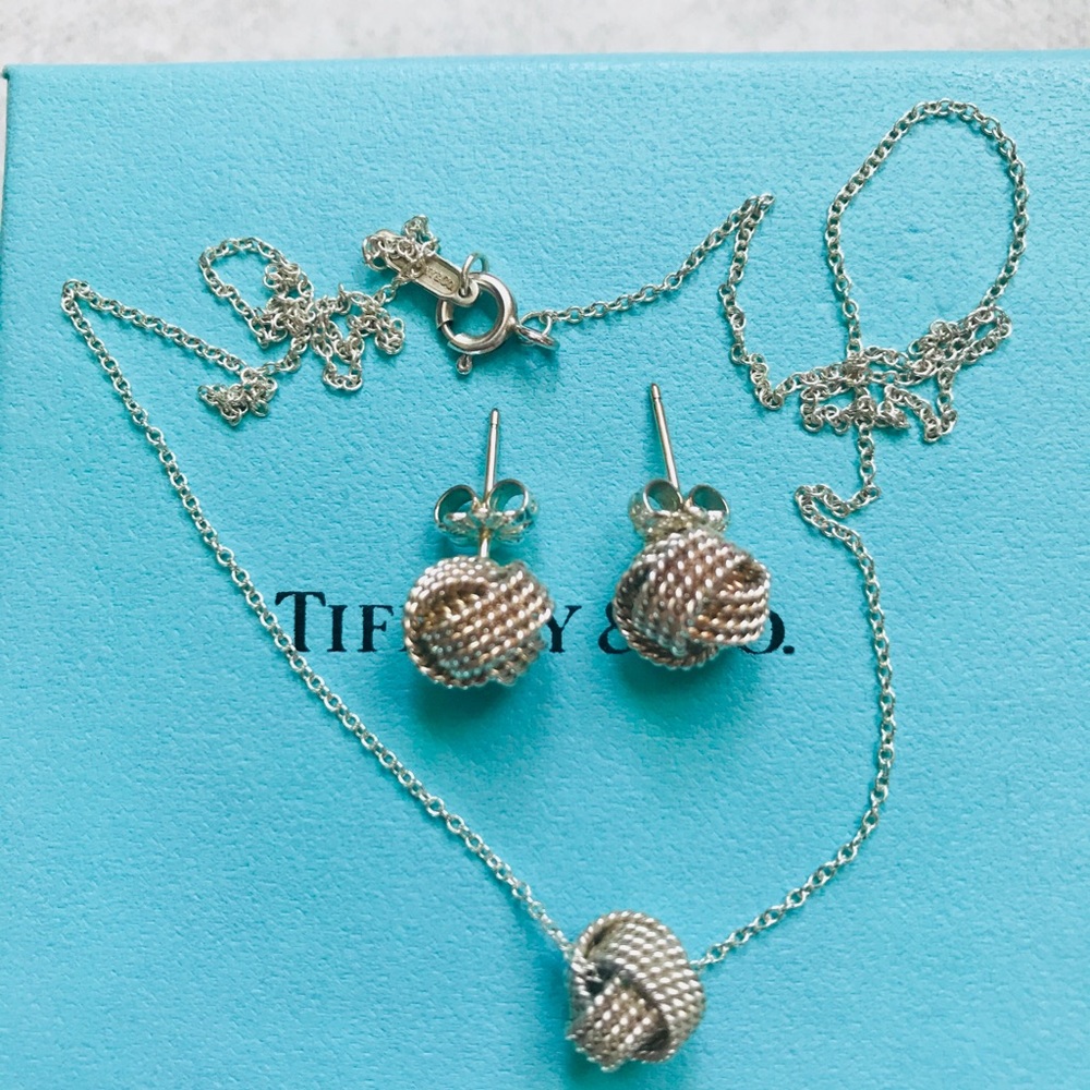 Tiffany & co twist knot earrings and necklace